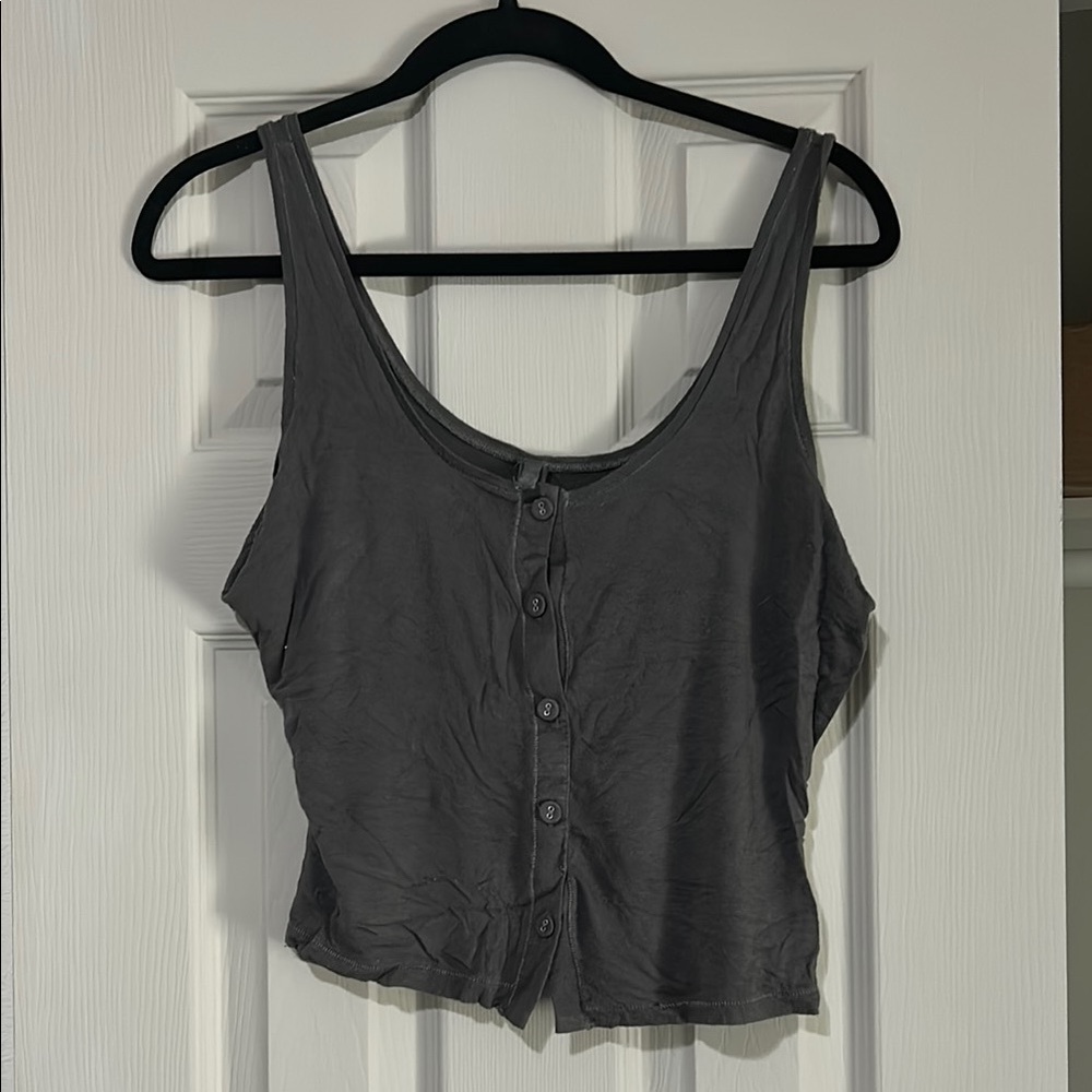 SKIMS Black Sleeveless Crop Tank Top